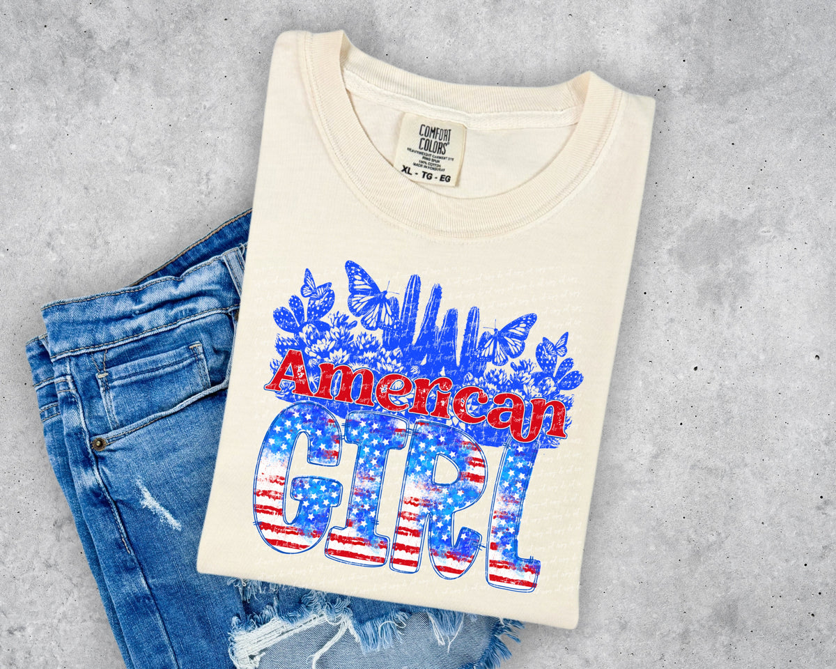 American girl butterflies BLUE 34080 DTF transfer