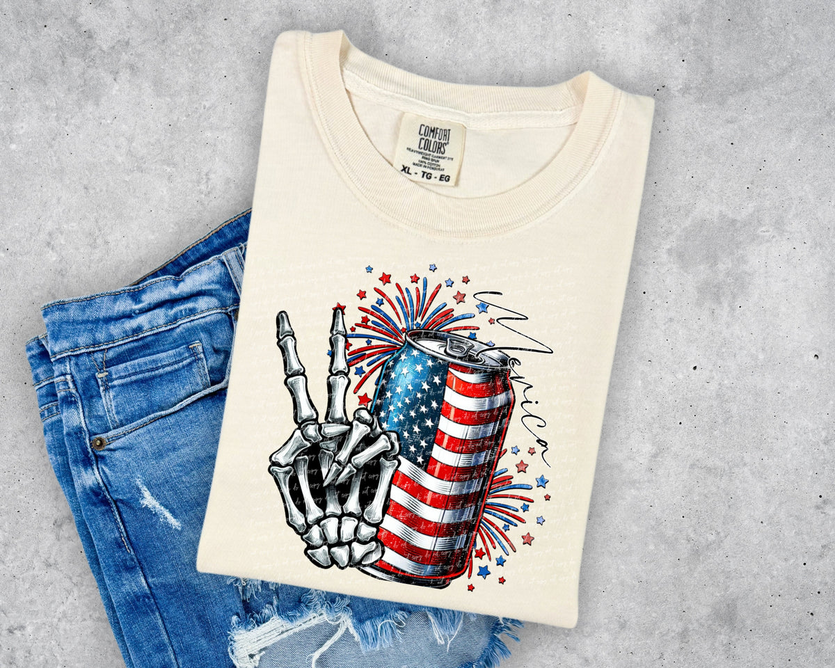 Merica can and skellie hand 34075 DTF transfer