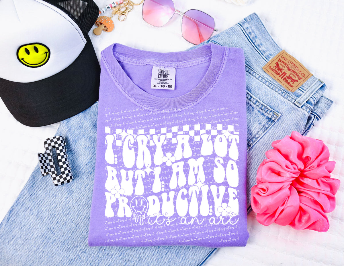 I cry a lot but i am so productive WHITE 34122 DTF transfer