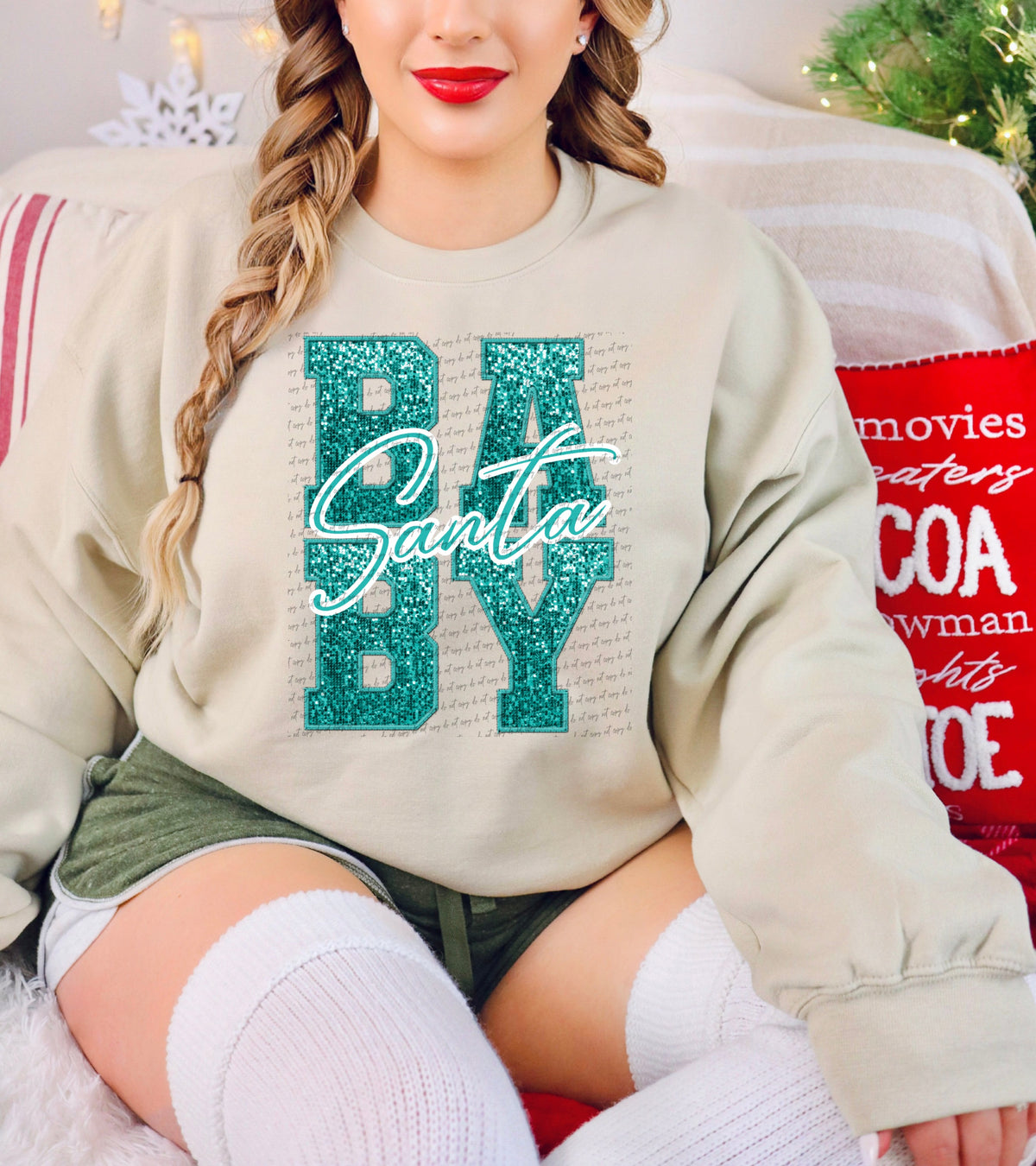 Santa baby teals sequin (City) 34927 DTF transfer