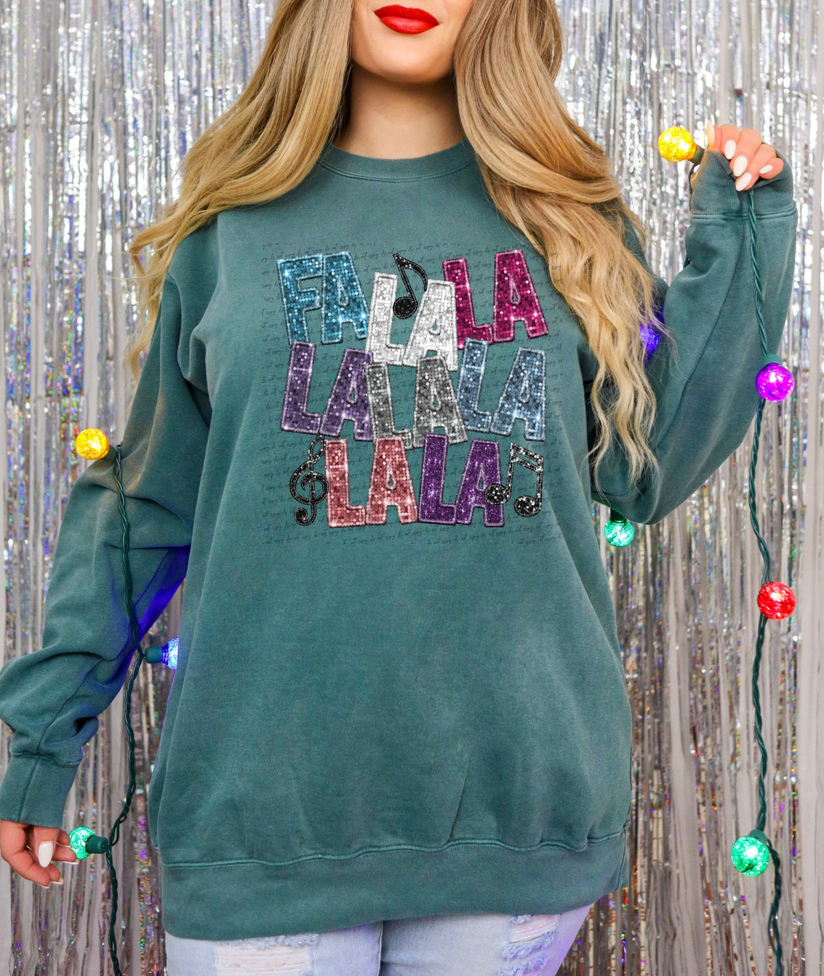 Fa la la la blue white pink (City) 34949 DTF transfer