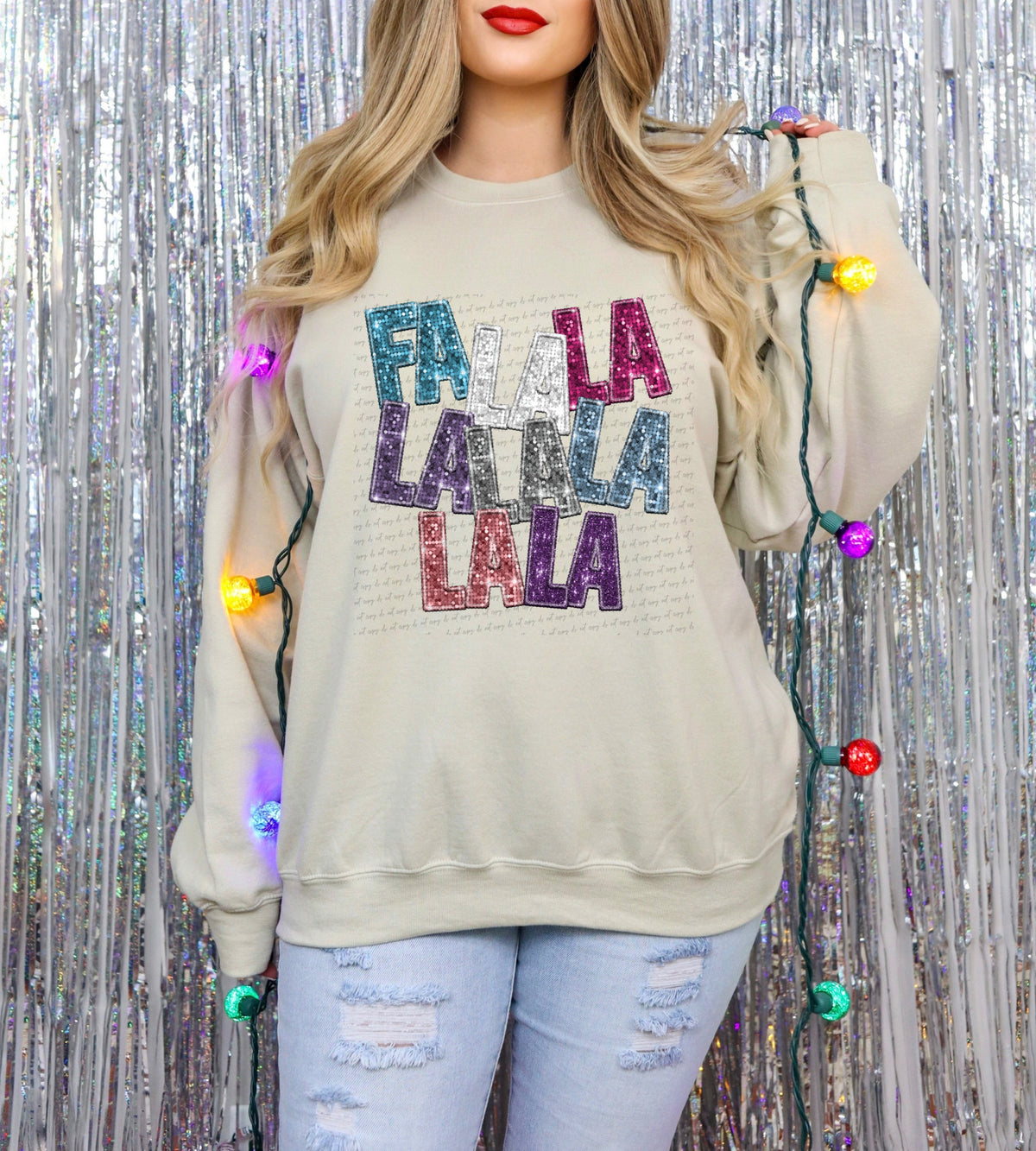 Fa la la la blue white pink NO MUSIC NOTE (City) 34952 DTF transfer