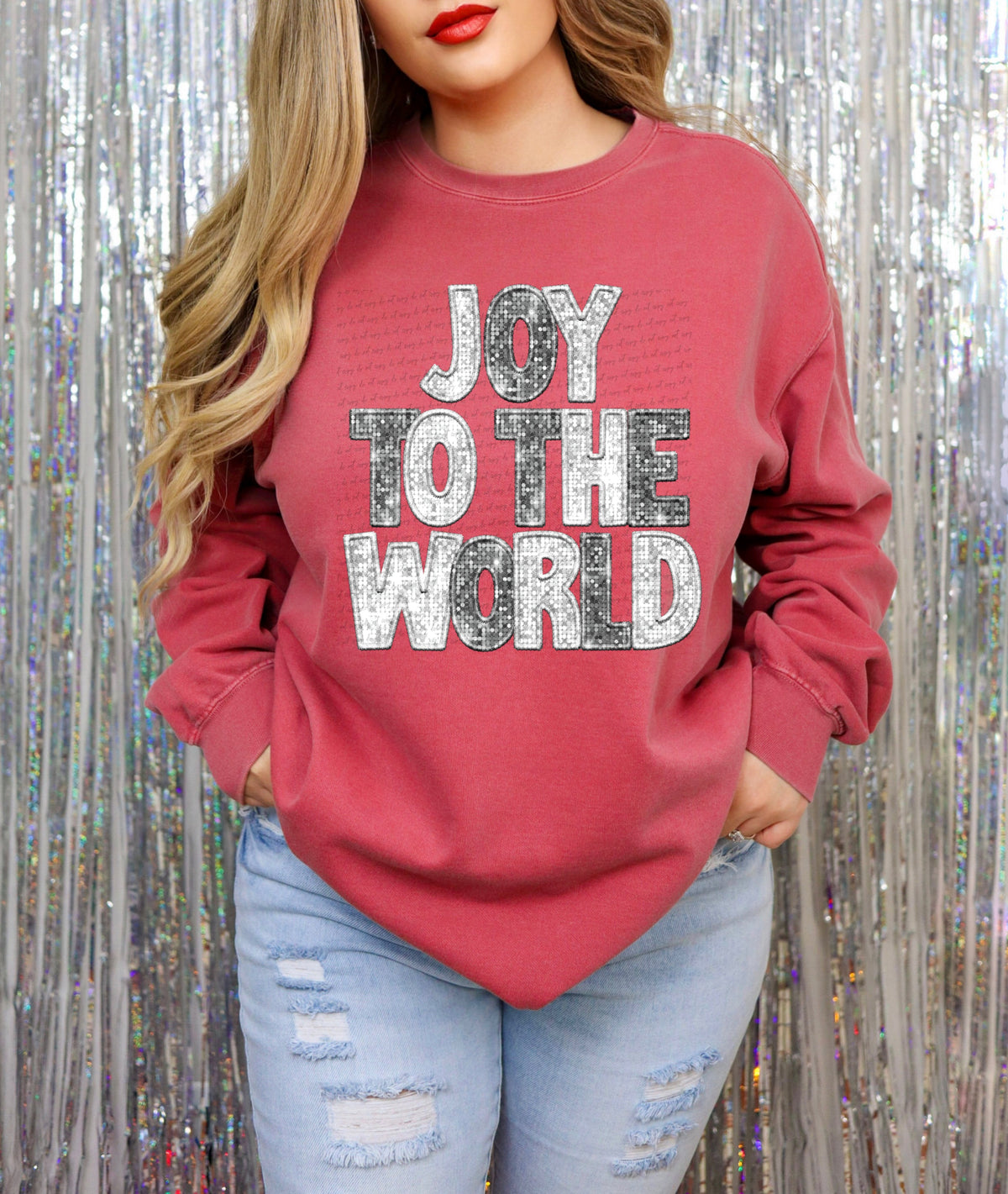 Joy to the world grey sequins (City) 34879 DTF transfer