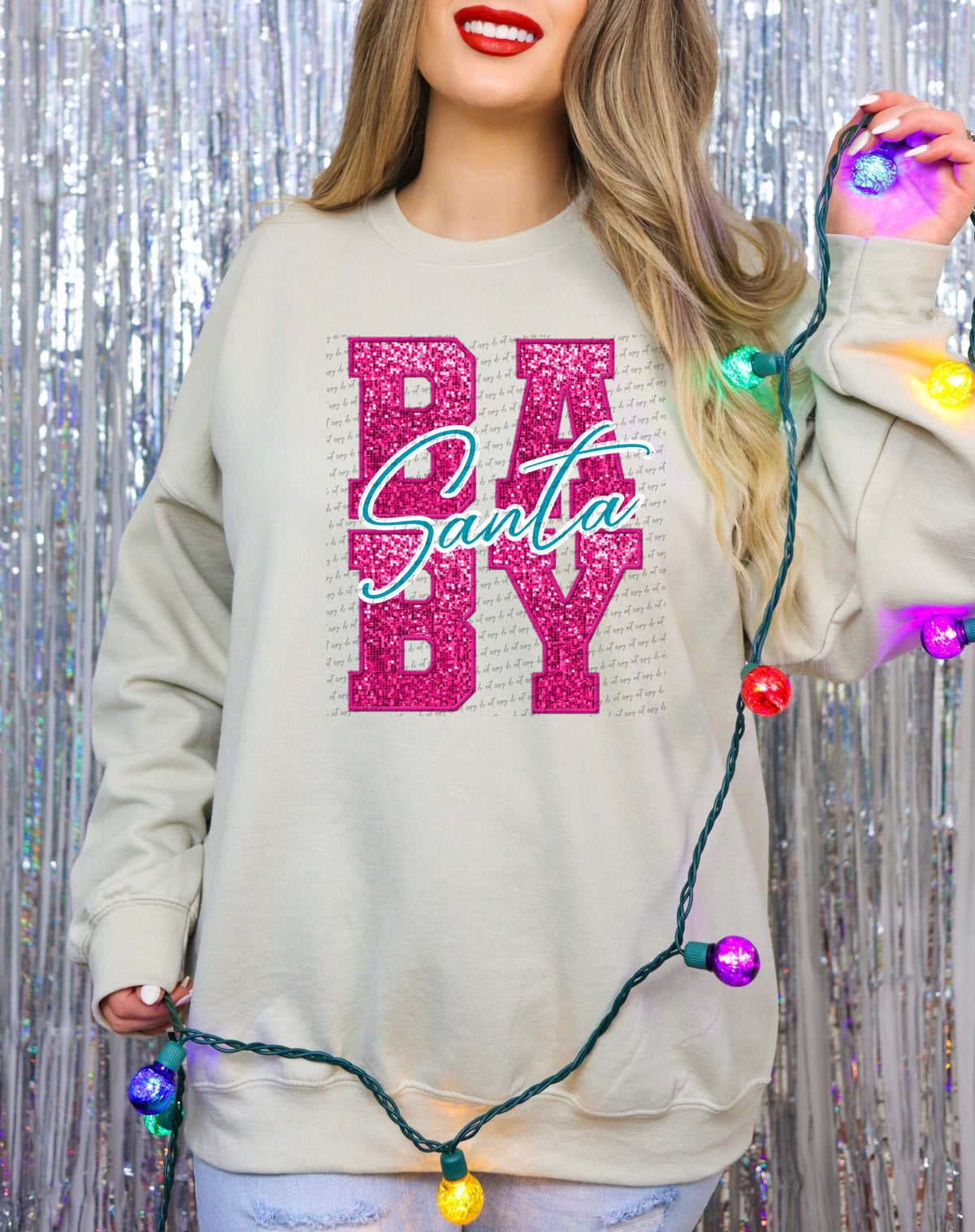 Santa baby pink and blue font white outline (City) 34888 DTF transfer