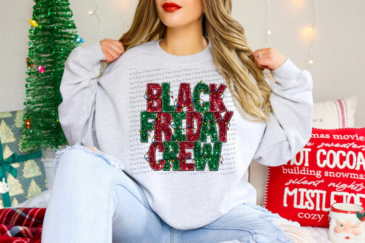 Black friday crew green red SEQUIN (City) 34911 DTF transfer