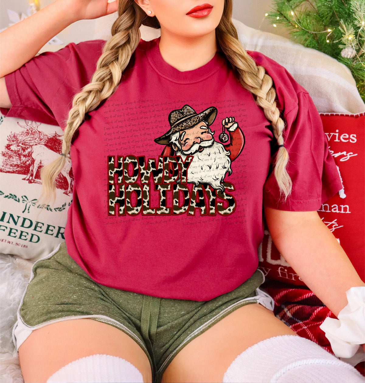 Howdy holidays santa cowprint (City) 34965 DTF transfer
