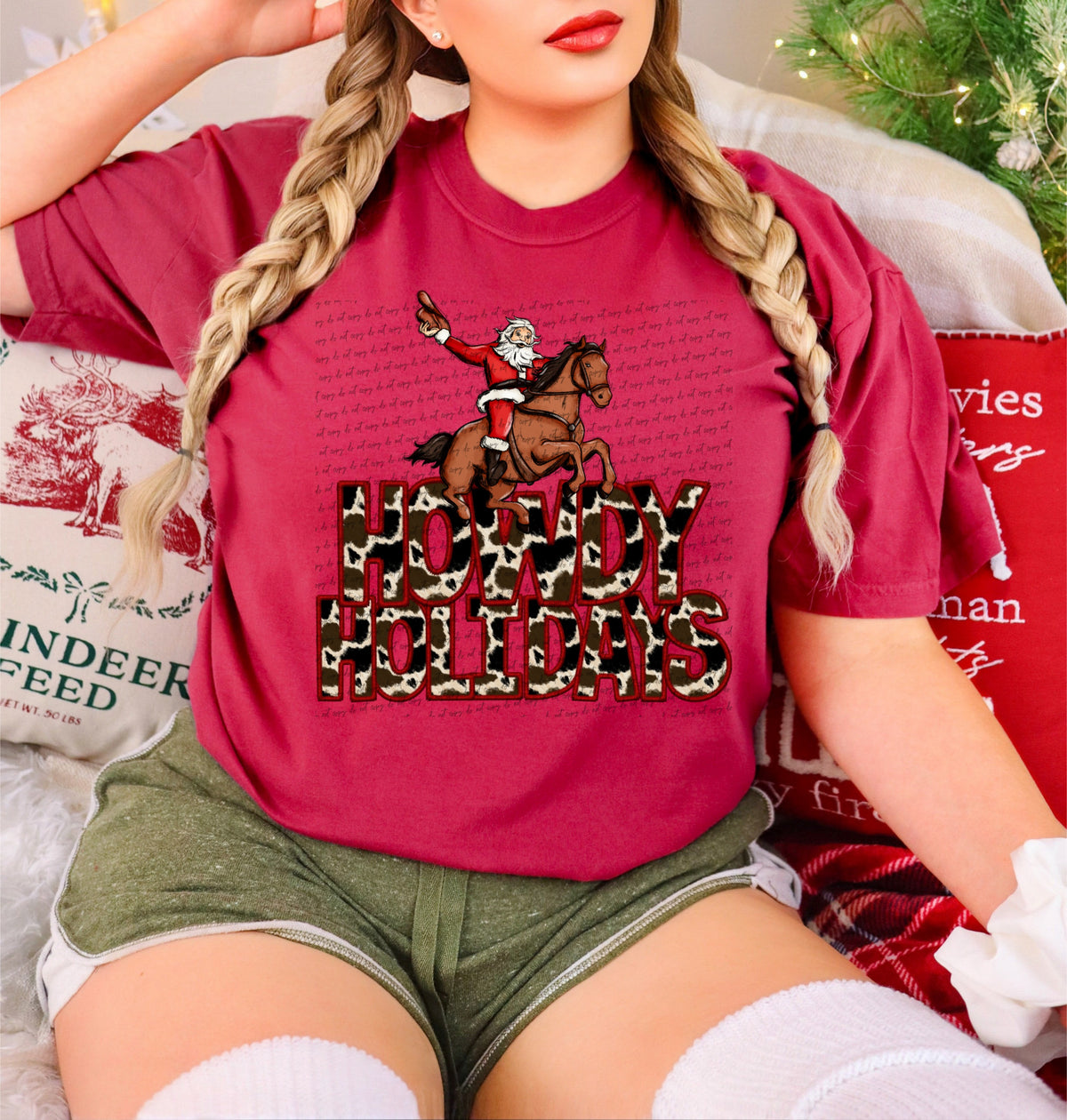 Howdy holidays horse on top cowprint (City) 34967 DTF transfer