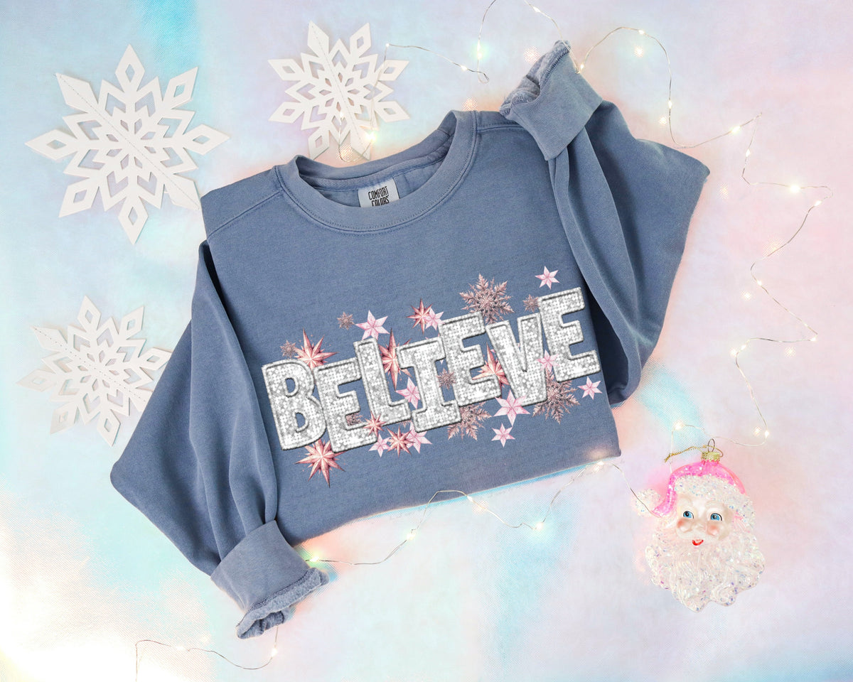 Believe silver sequin (City) 40136 DTF transfer