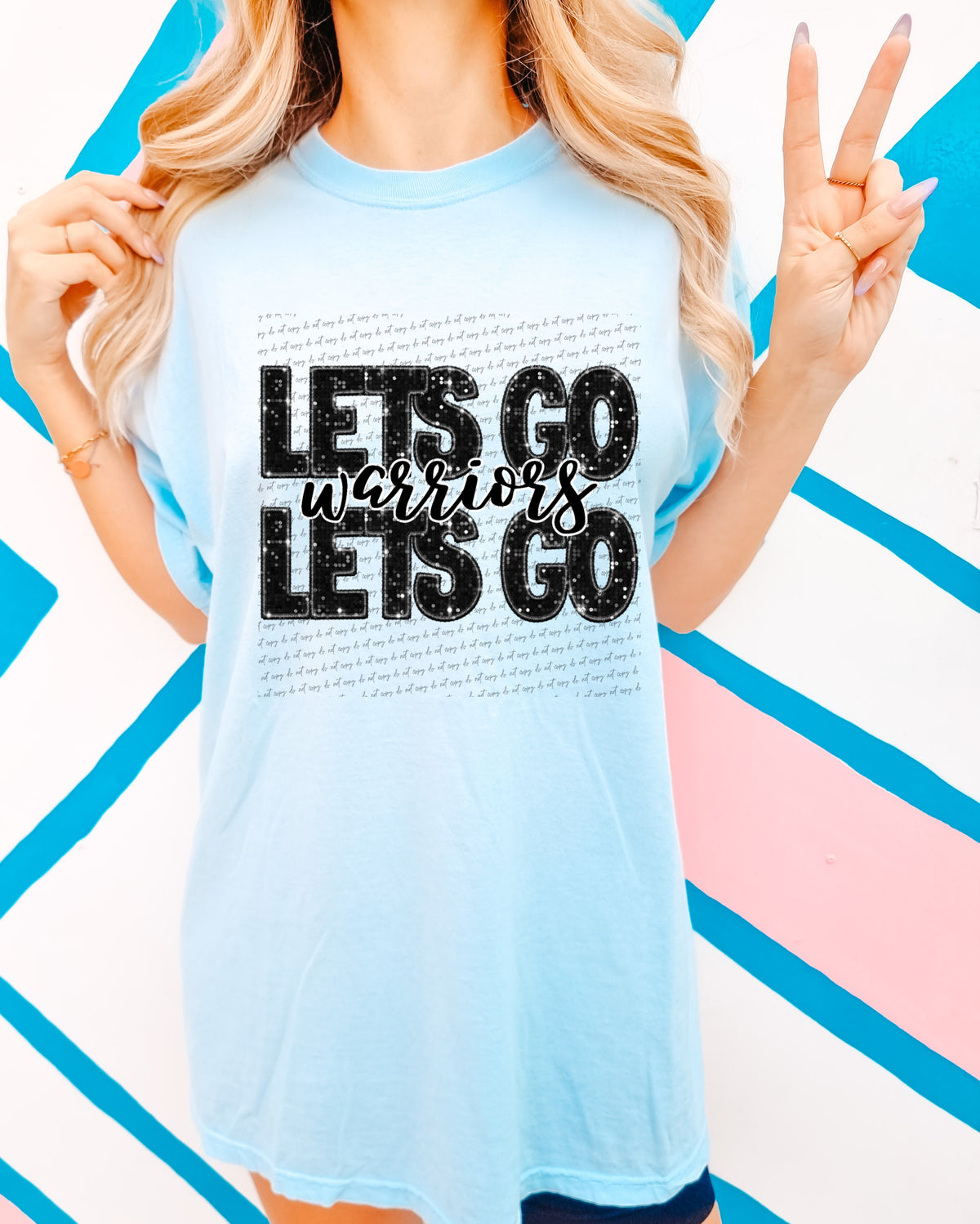 Lets go warriors black sequin (City) 40133 DTF transfer