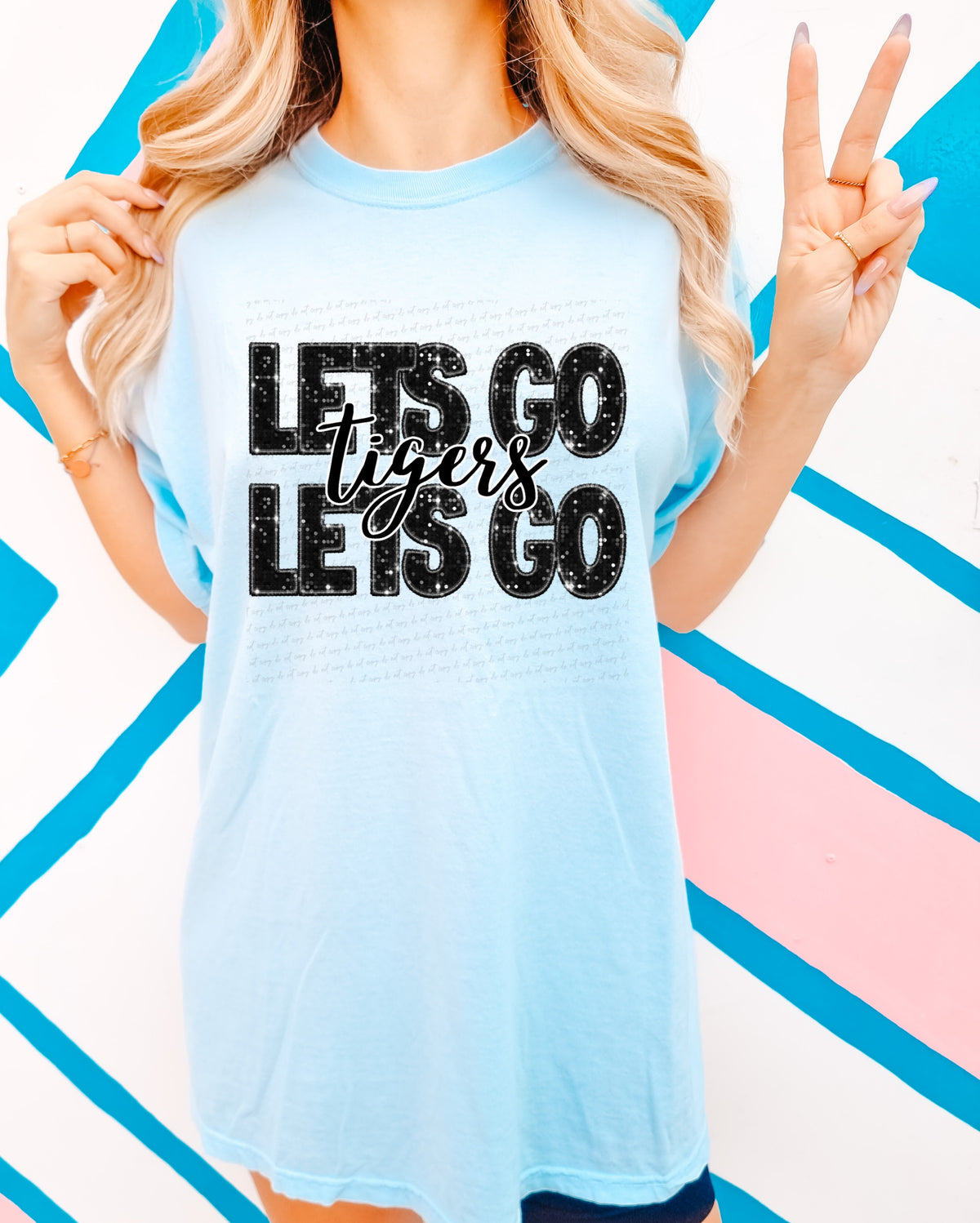 Lets go tigers black sequin (City) 40132 DTF transfer