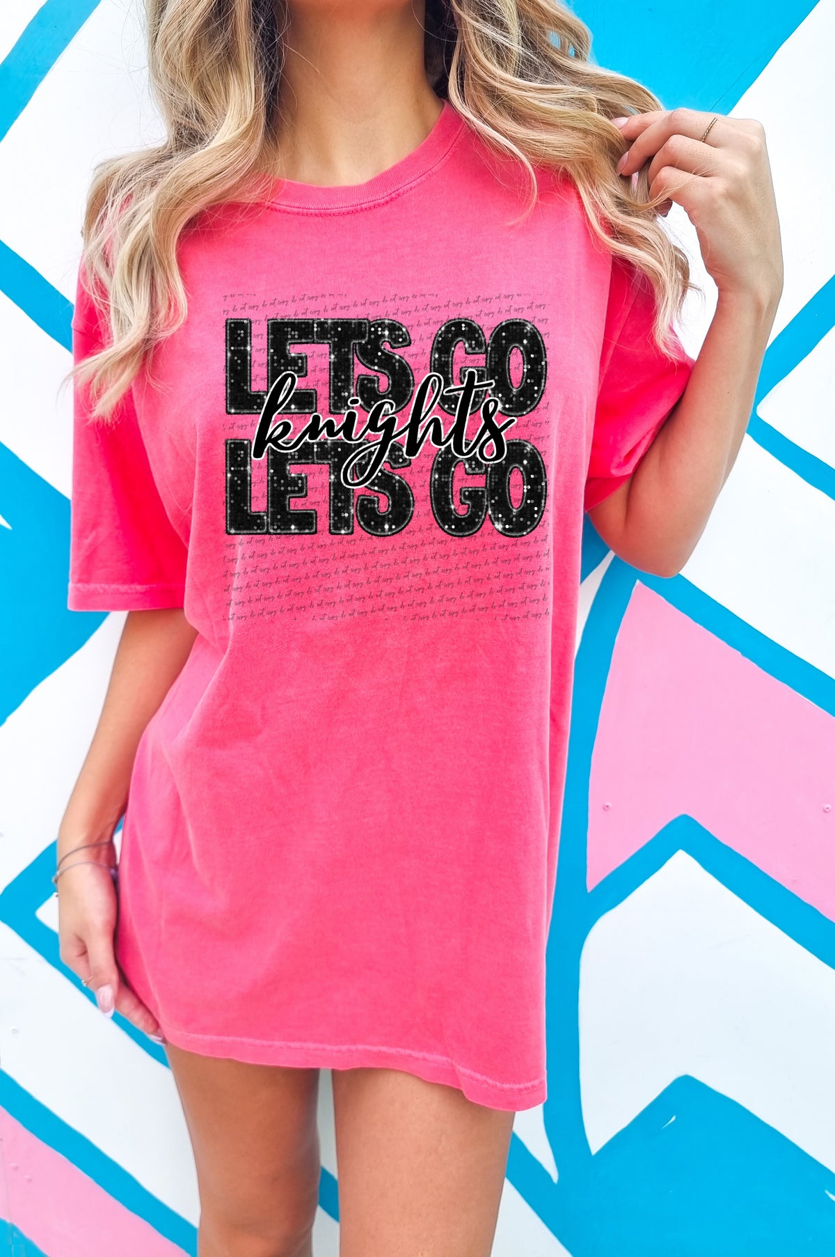 Lets go knights black sequin (City) 40127 DTF transfer