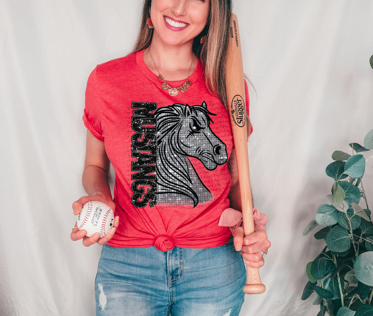 Mustangs BLACK sequin (City) 40113 DTF transfer