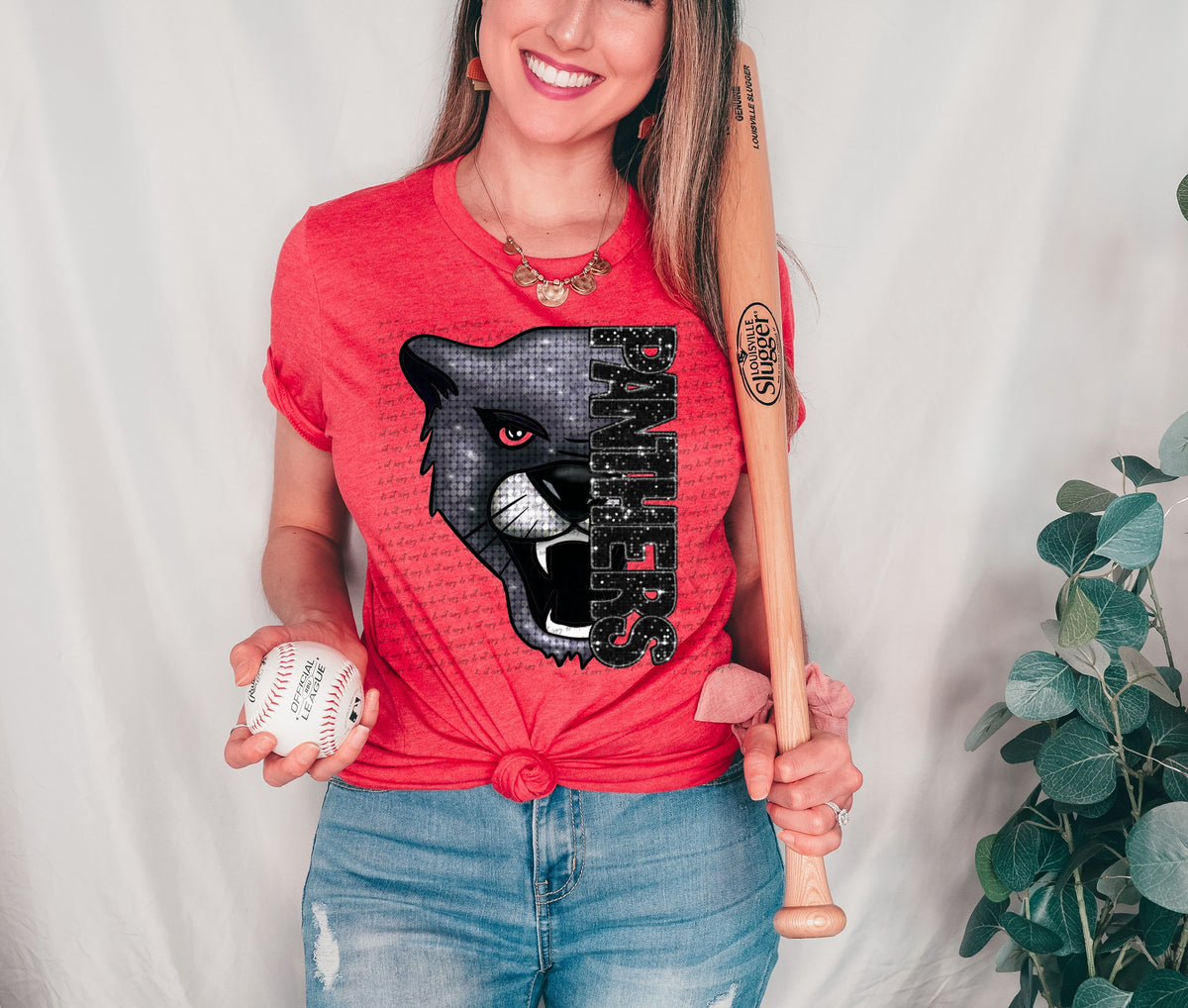 Panthers open mouth BLACK sequin (City) 40108 DTF transfer