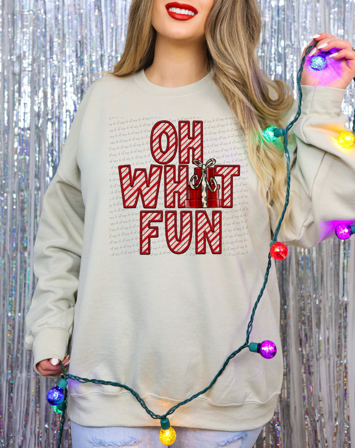 Oh what fun gifts candycane stripes (City) 40089 DTF transfer