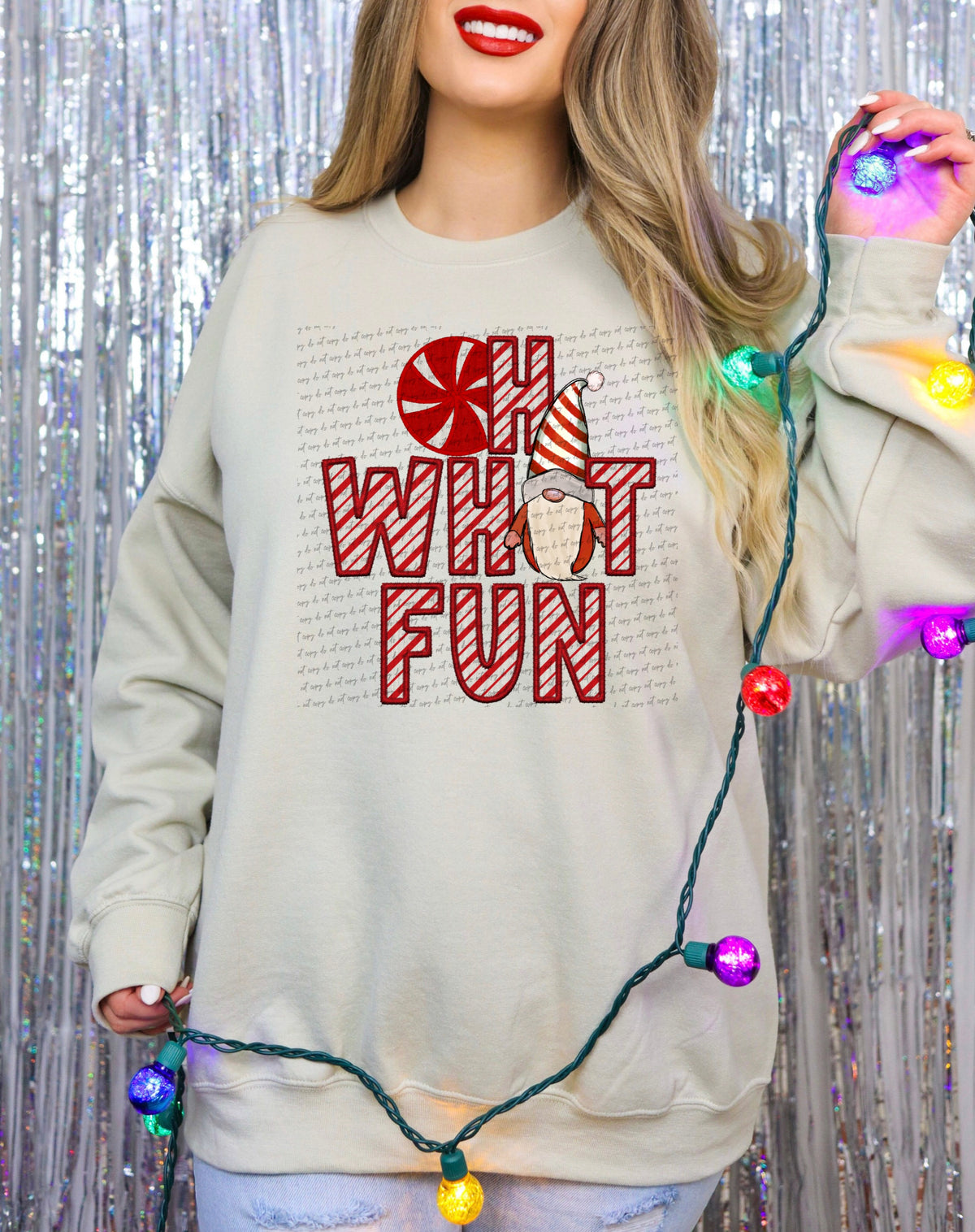 Oh what fun gnome candycane stripes (City) 40088 DTF transfer