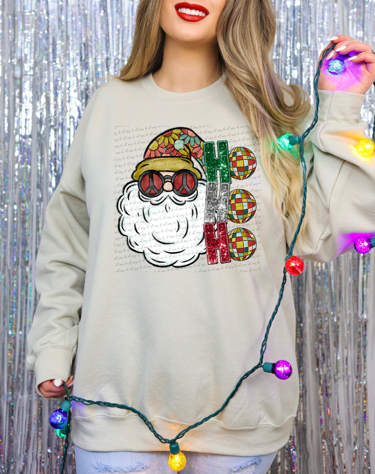 Ho ho ho sequin santa retro no hats (City) 40086 DTF transfer