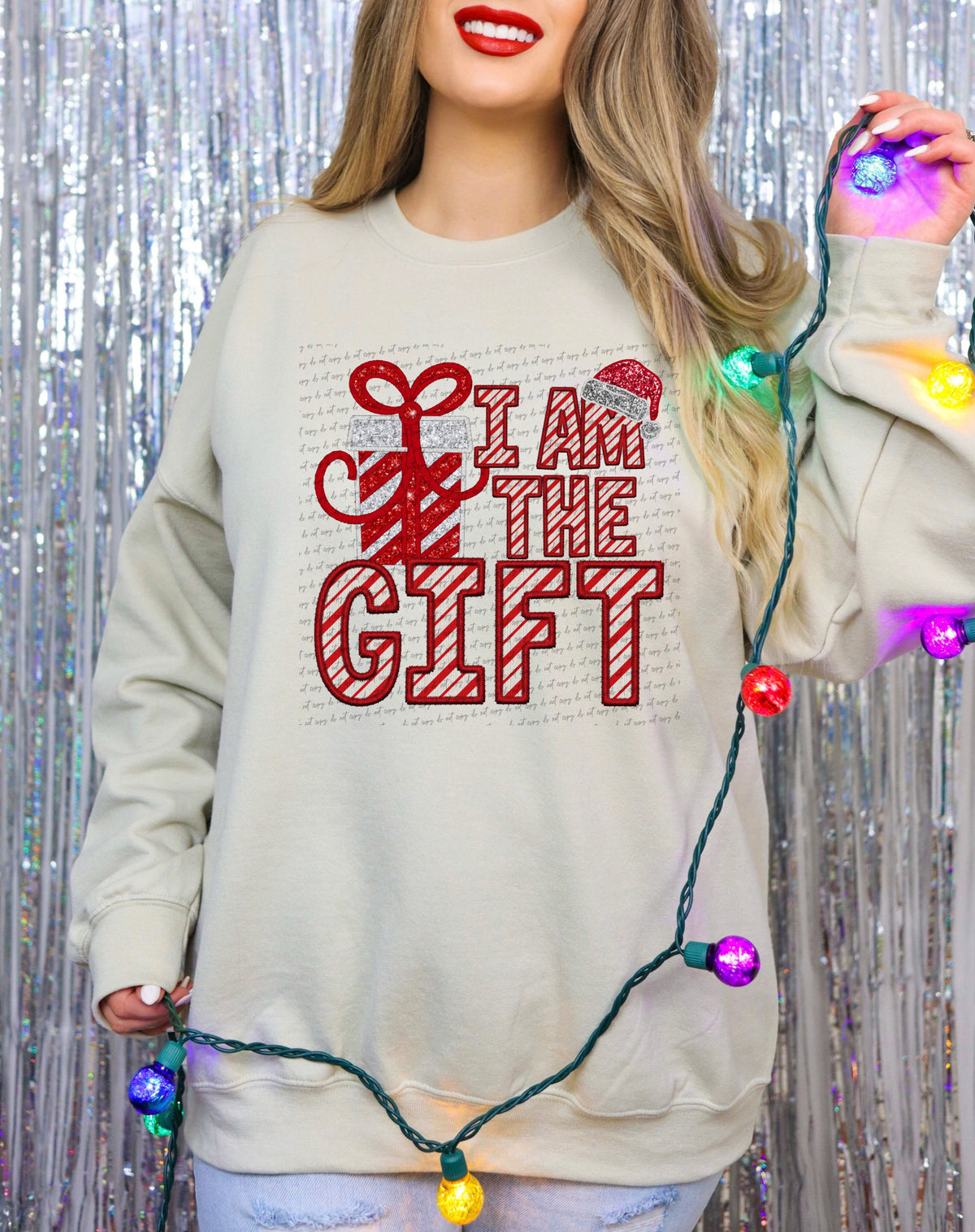 I am the gift candycane stripes (City) 40087 DTF transfer