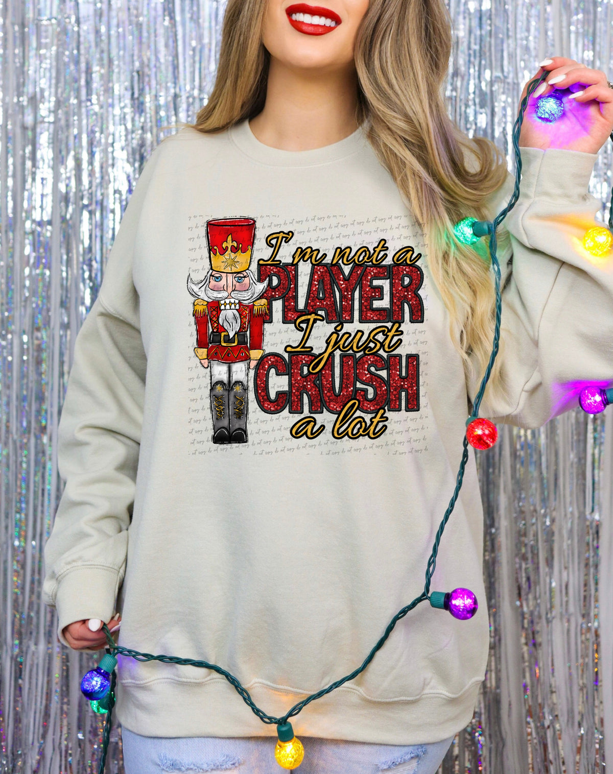 Im not a player i just crush alot sequin ONE nut crackers (City) 40083 DTF transfer