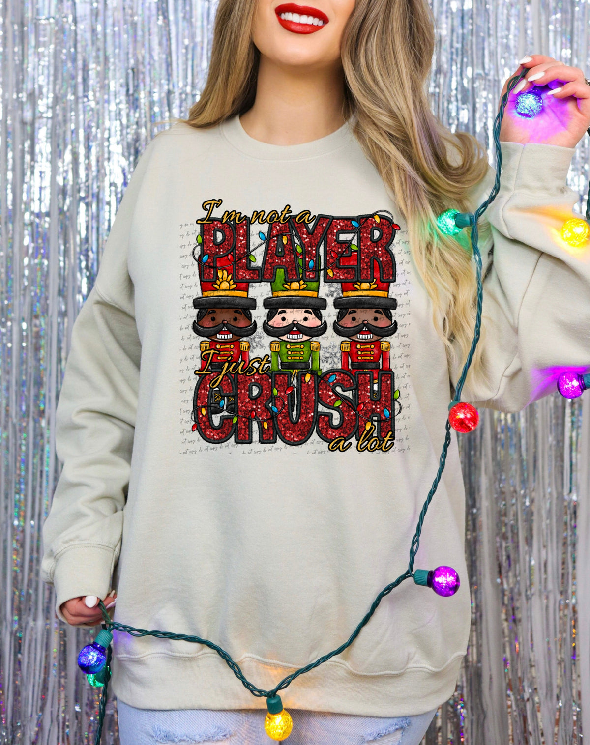 Im not a player i just crush alot sequin nut crackers (City) 40082 DTF transfer