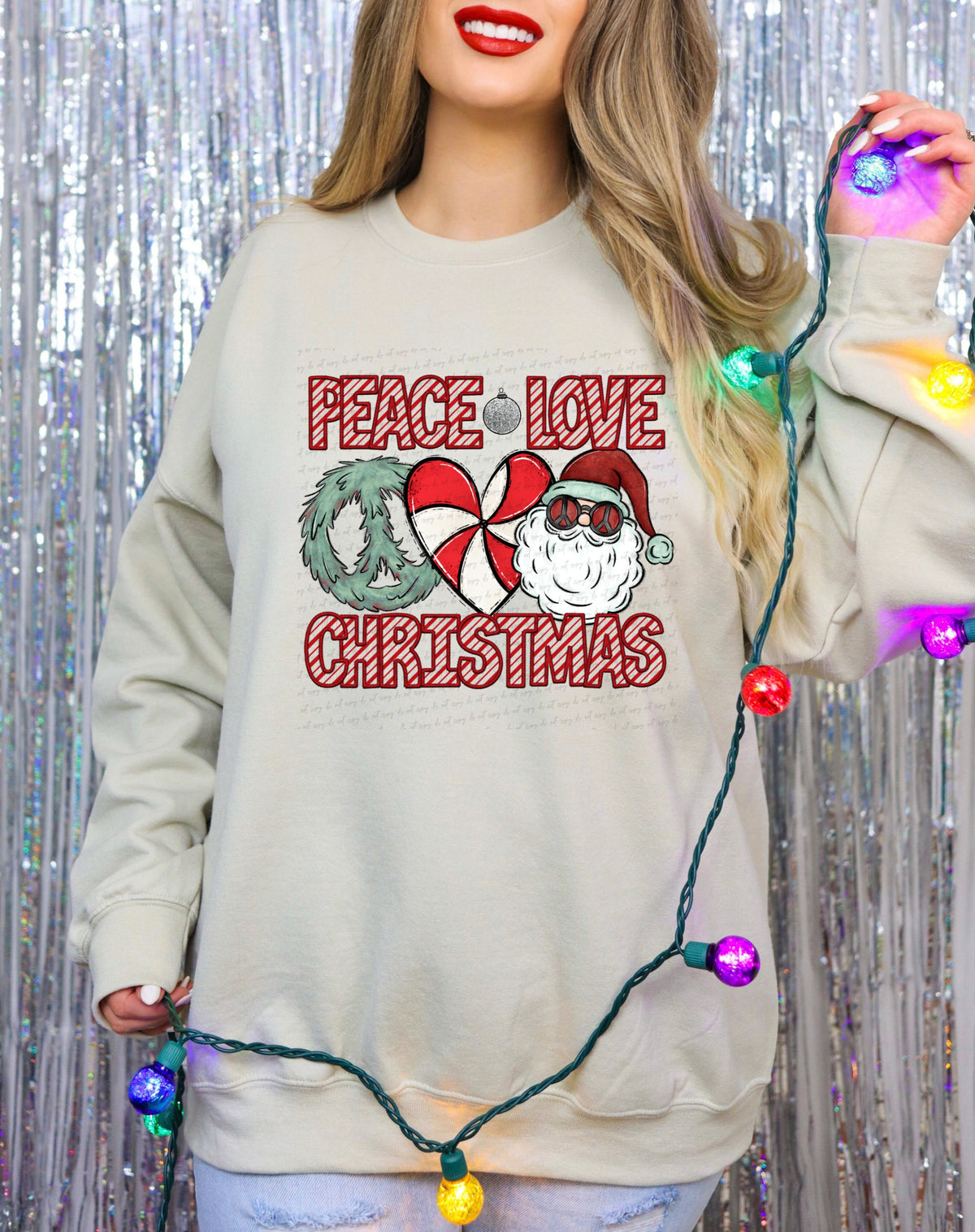 Peace love christmas candycane stripes (City) 40079 DTF transfer