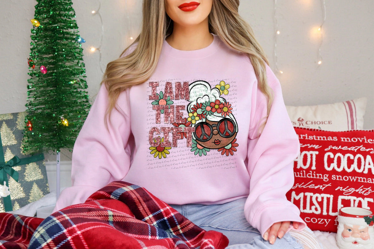 I am the gift mrs claus pink sequin (City) 40078 DTF transfer