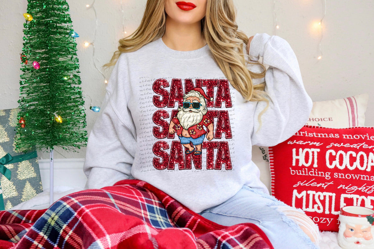 Santa stacked red sequin beach santa (City) 40042 DTF transfer