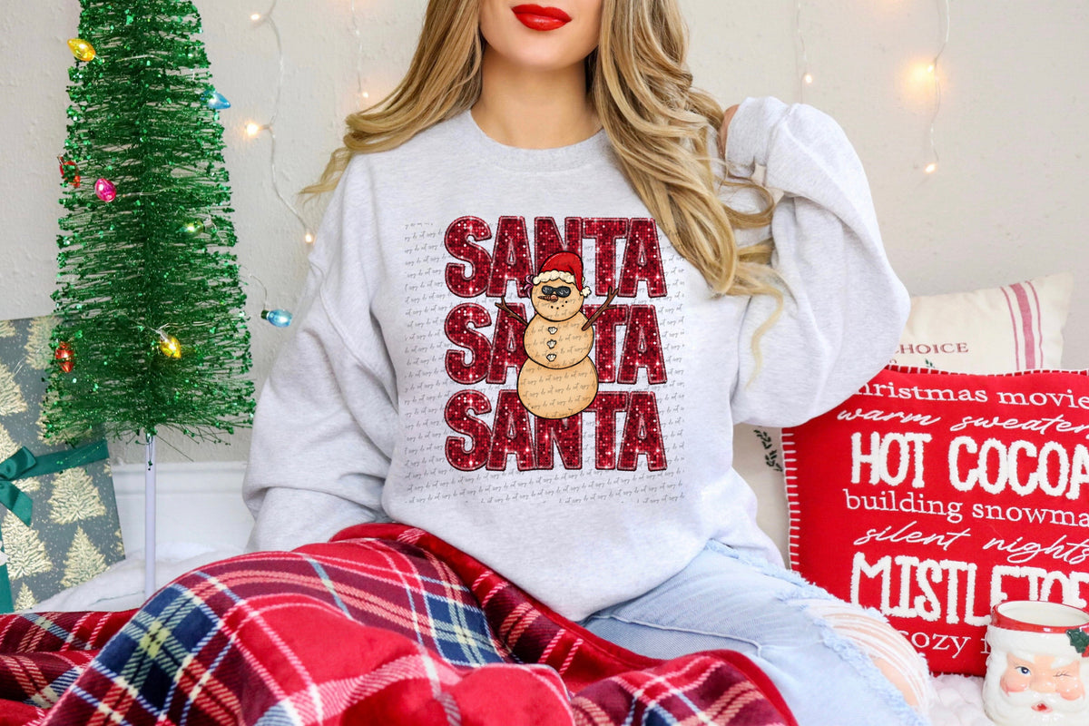 Santa stacked red sequin snowman (City) 40038 DTF transfer