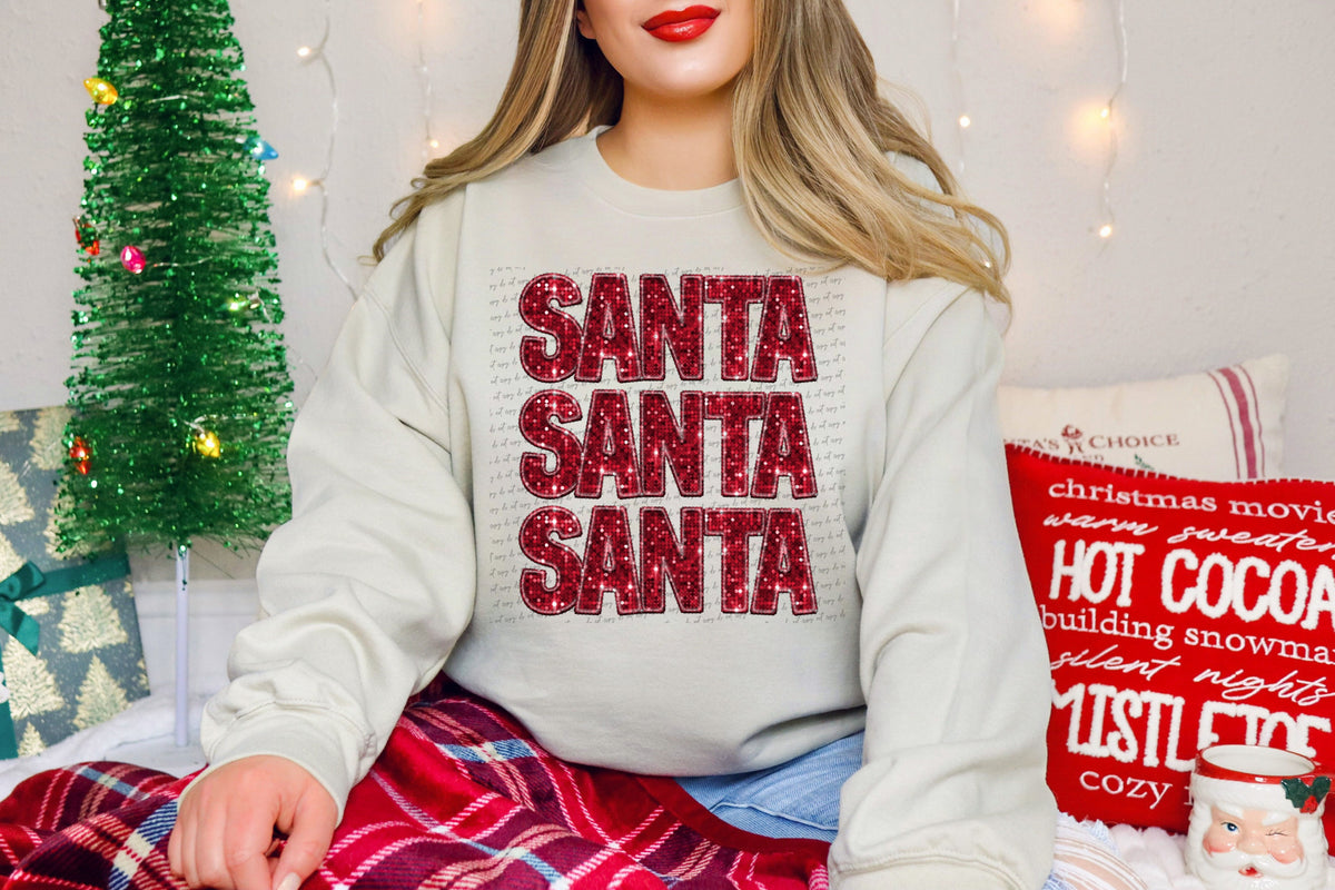 Santa stacked red sequin (City) 40026 DTF transfer