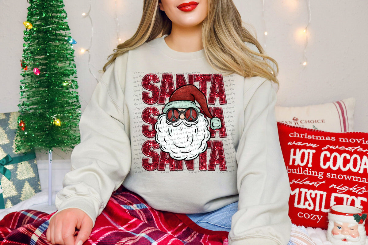 Santa stacked red sequin santa (City) 40020 DTF transfer