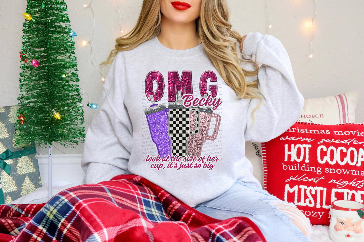 Omg becky look at the size of her cup PURPLE CHECKERED PINK (City) 40011 DTF transfer