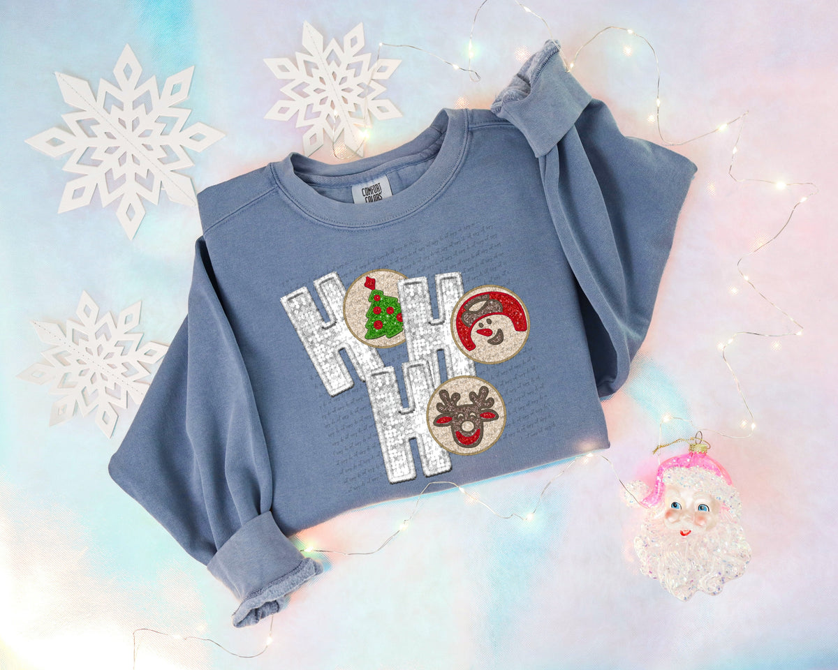 Ho ho ho silver sequin cookies (City) 40000 DTF transfer