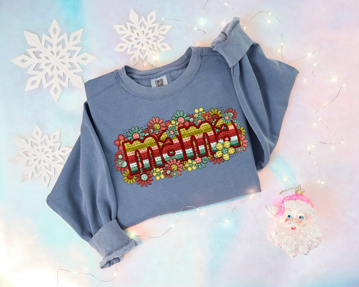 Mama claus stripped florals (City) 40219 DTF transfer