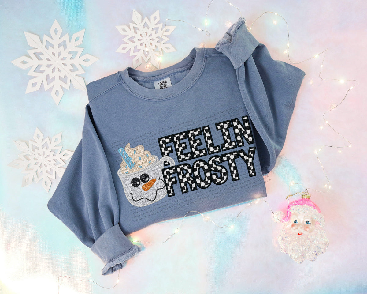 Feelin frosty snowman cup checkered (City) 40213 DTF transfer