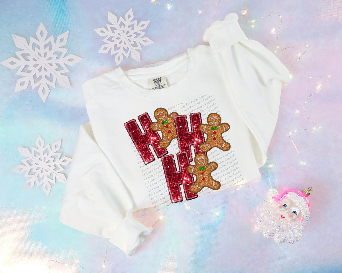 Ho ho ho red sequin gingerbread (City) 40209 DTF transfer