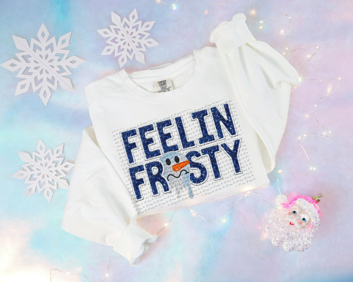 Feelin frosty snowman sequin BLUE  (City) 40208 DTF transfer