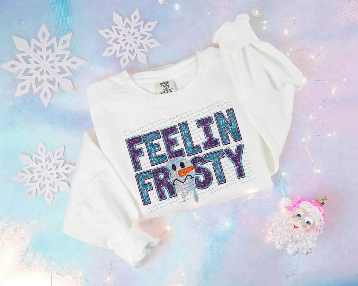 Feelin frosty snowman sequin purple blue (City) 40206 DTF transfer