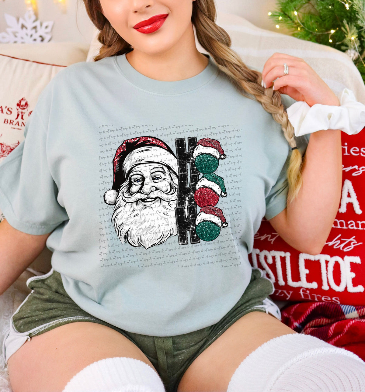 Ho ho ho santa red green ornaments (City) 40201 DTF transfer