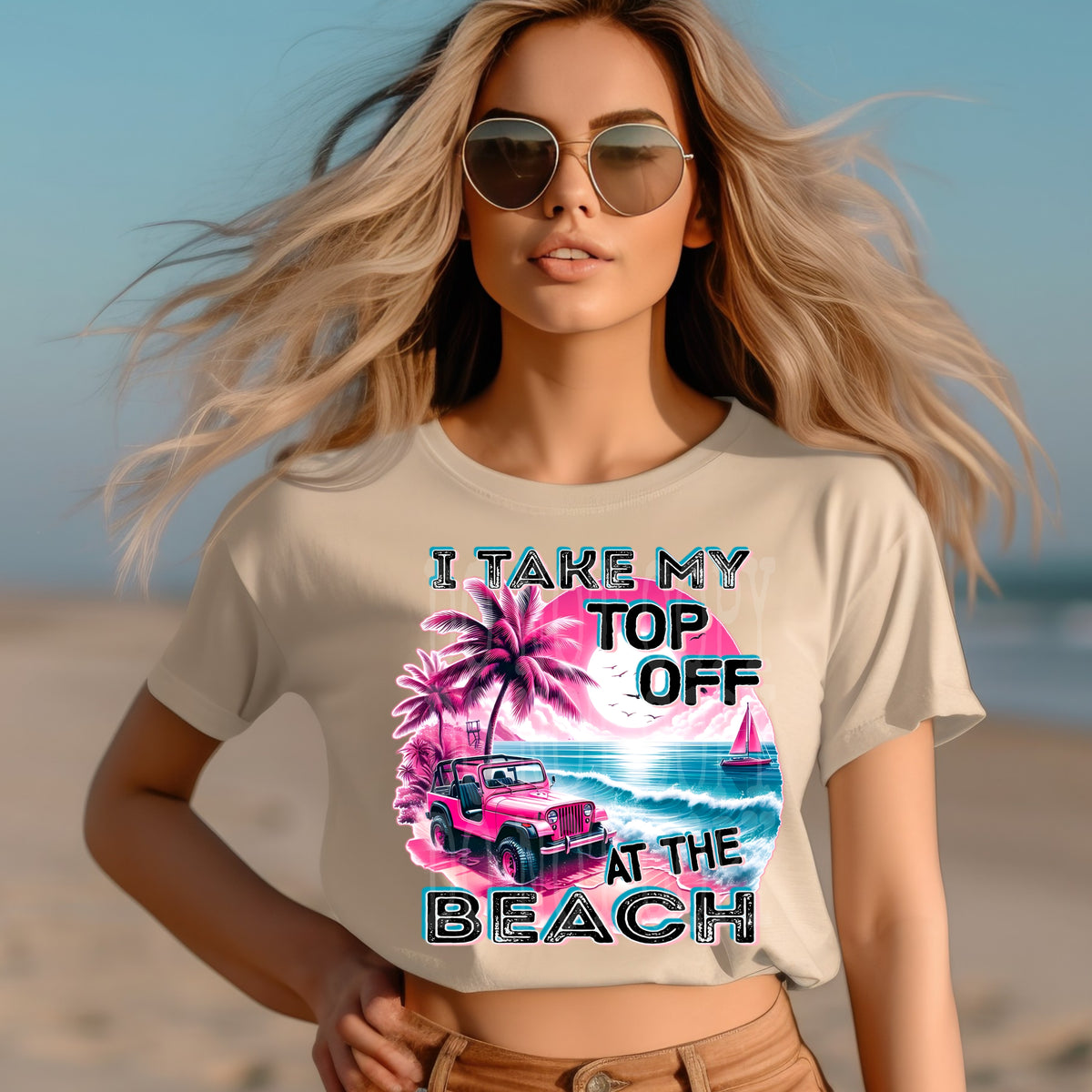 I take my top off at the beach (DD) DTF transfer