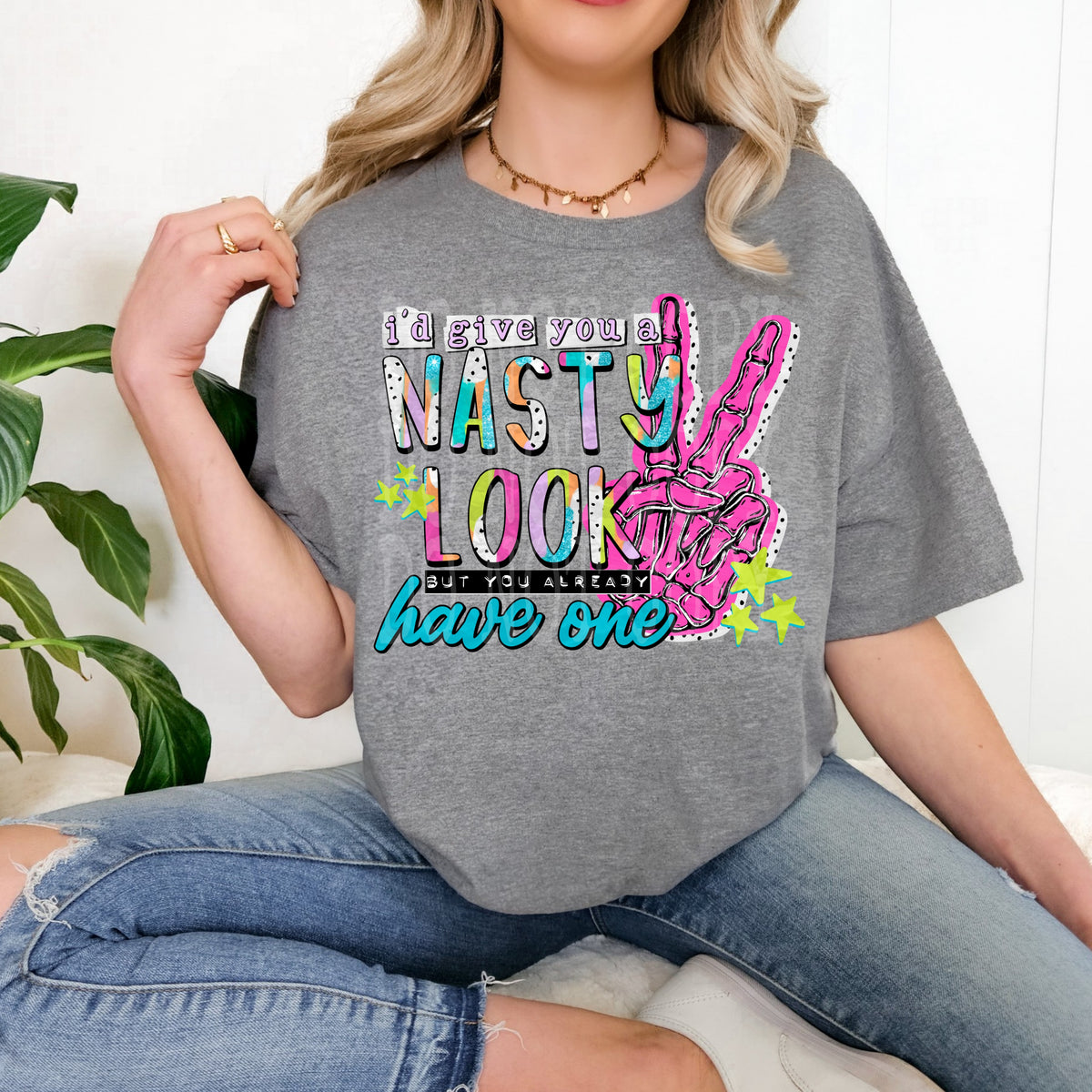 Nasty look peace hands (PH) DTF Transfer