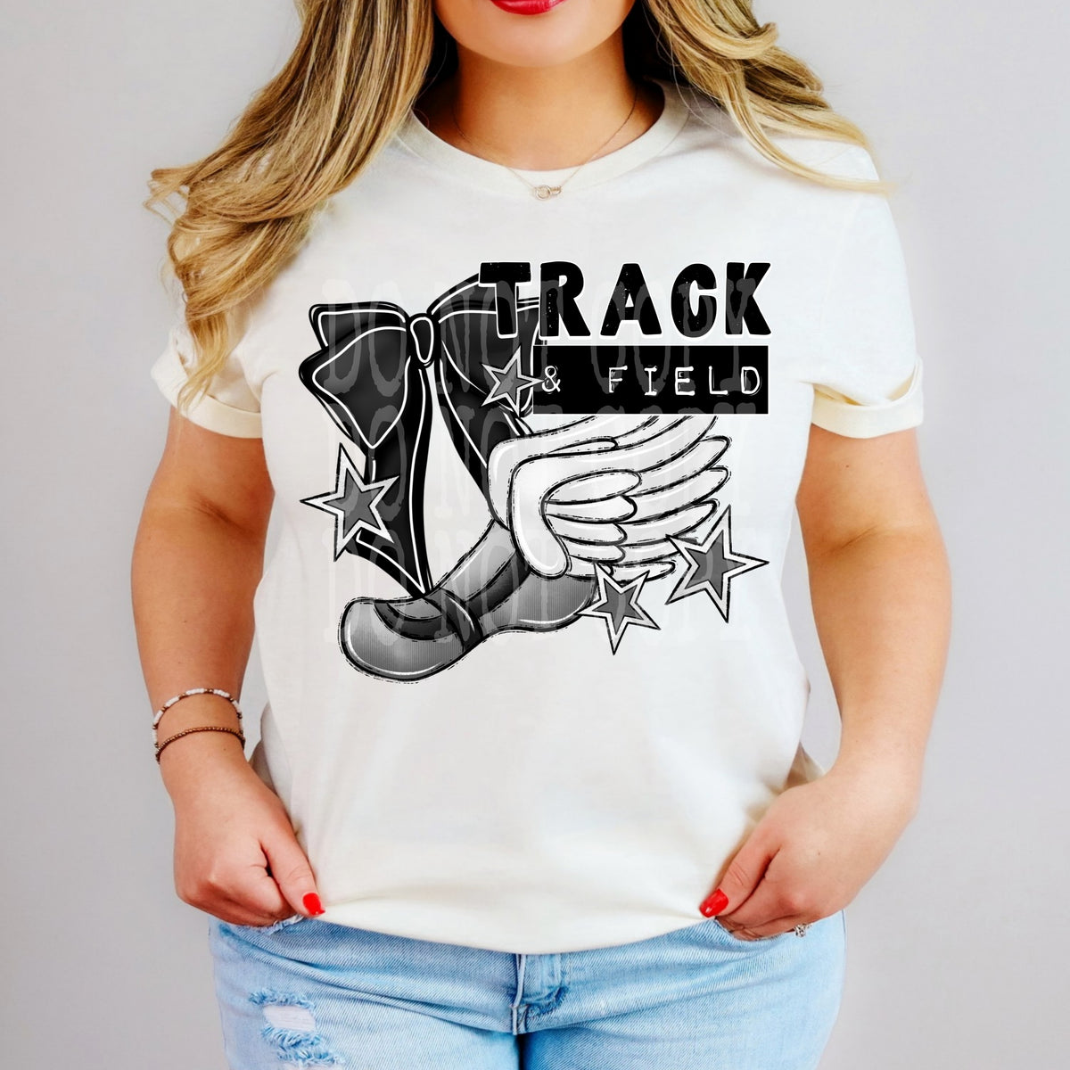 Track & field mom (bow and show with wings) (PH) DTF Transfer