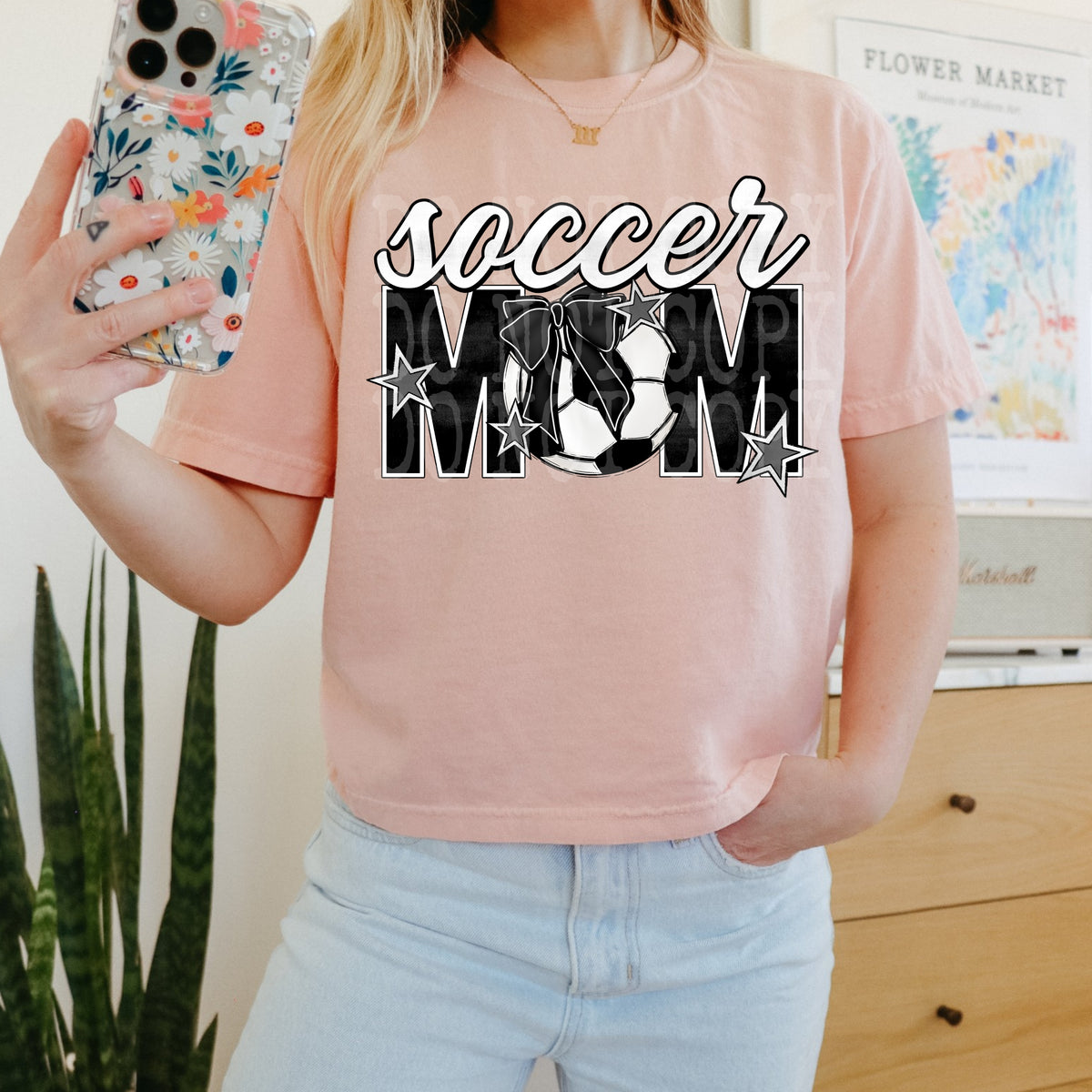 Soccer Mom (o is ball with bow) (PH) DTF Transfer