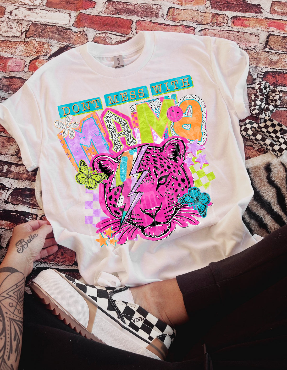 Don't mess with mama (magazine font w cheetah) (PH) DTF Transfer