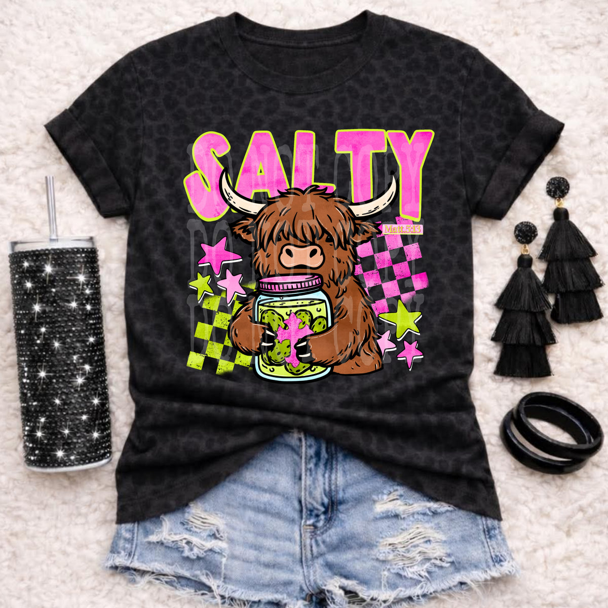 Salty highland cow with pickles (PH) DTF Transfer