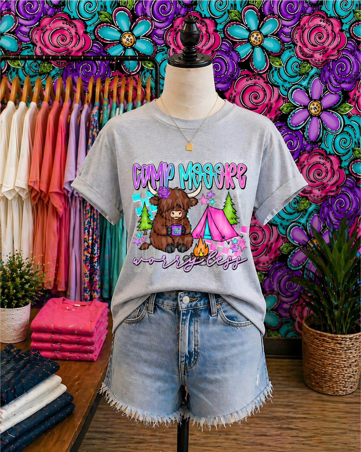 Camp more worry less highland cow (PH) DTF
