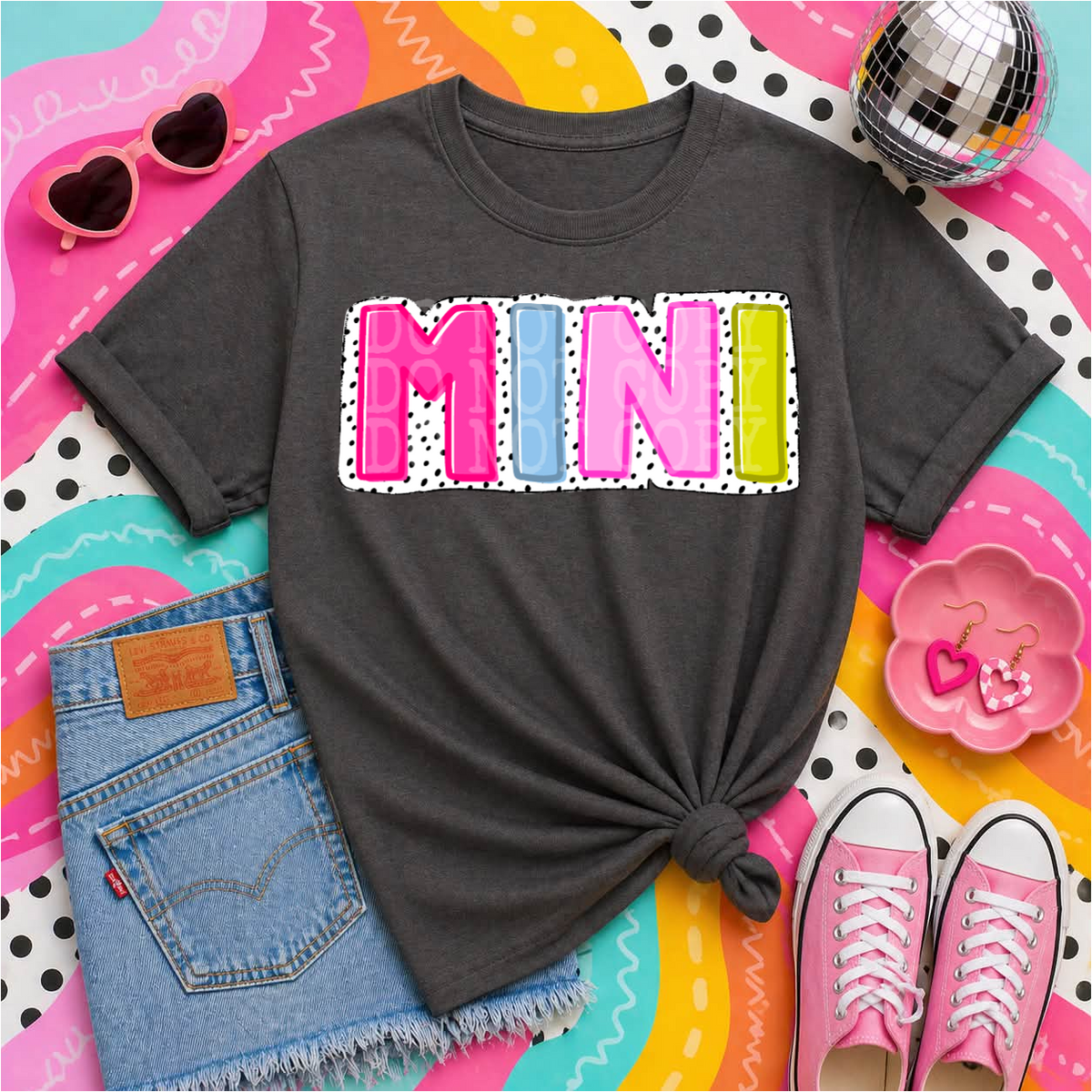 Mini neon polka dot background (PH) DTF Transfer