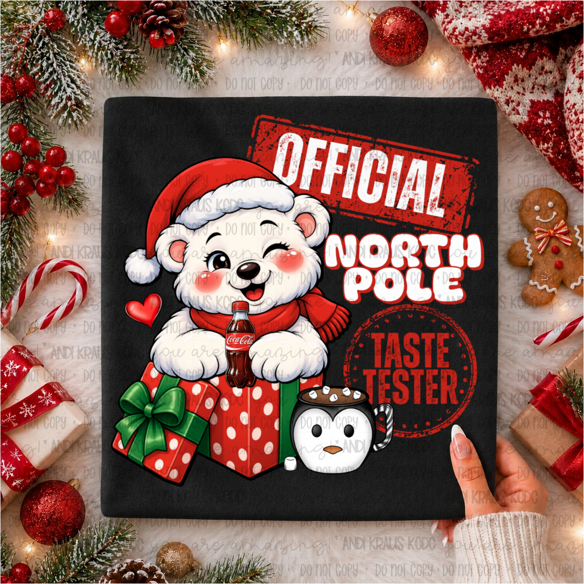 Official north pole taste tester polar bear (RRD) DTF transfer