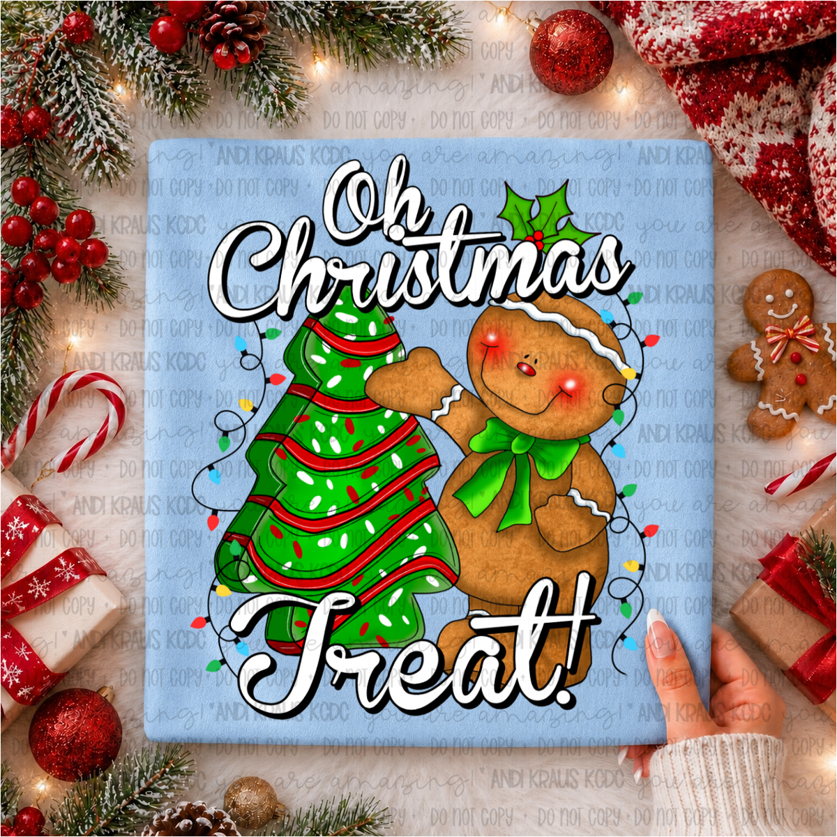 Oh Christmas treat GREEN cake (RRD) DTF transfer