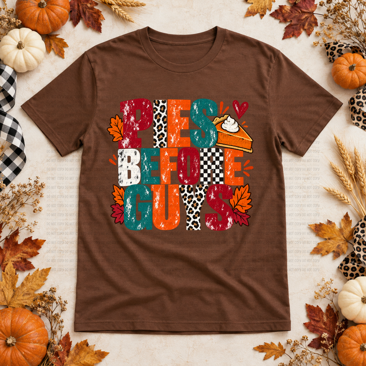 Pies before guys leaves and pumpkin pie (Revel) DTF Transfer