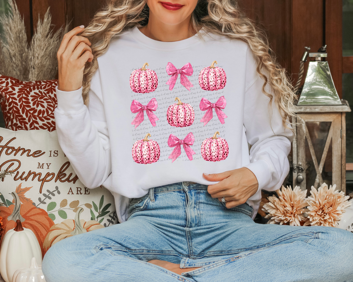 Pink Coquette Bows and Pumpkins 51635 DTF transfer