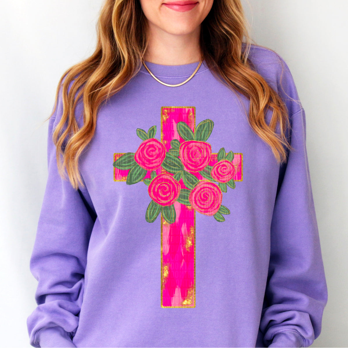 Pink flowers cross 106033 DTF transfer